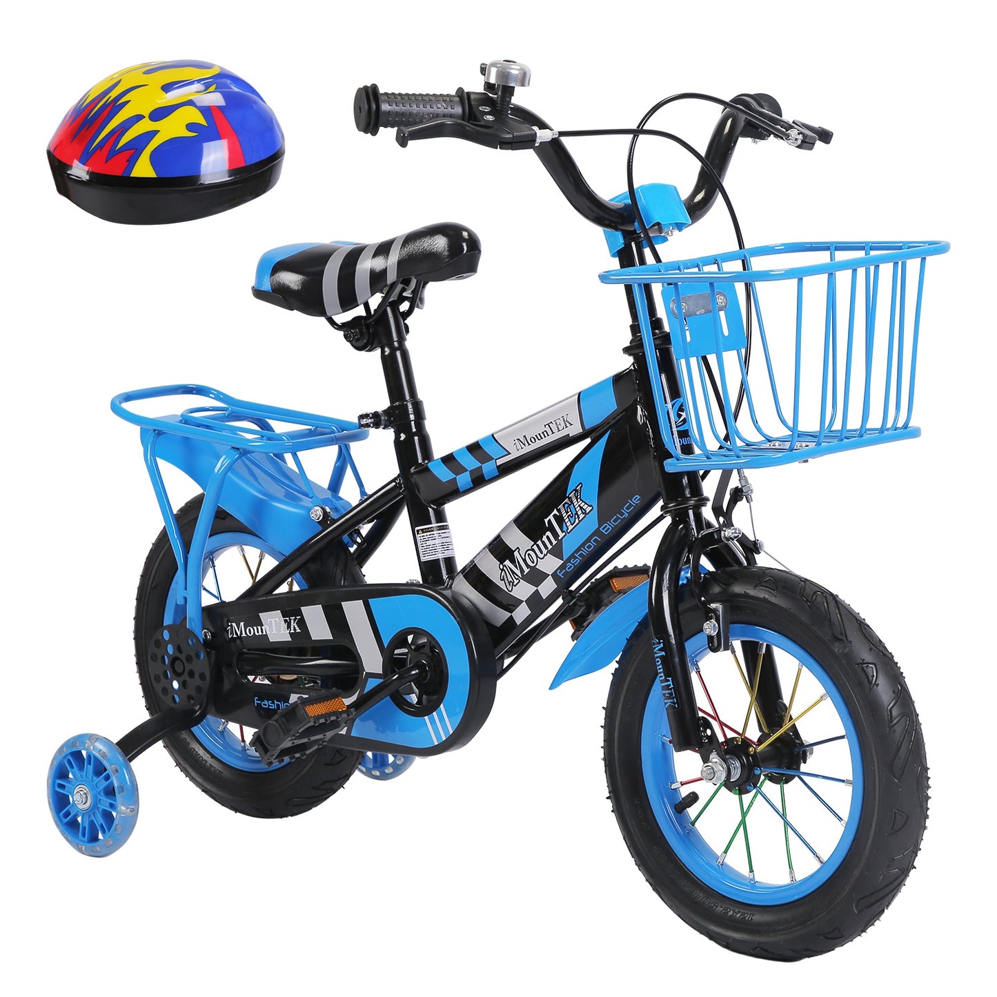 Kids' Bike with Training Wheels, Helmet & Basket Ages 2-4