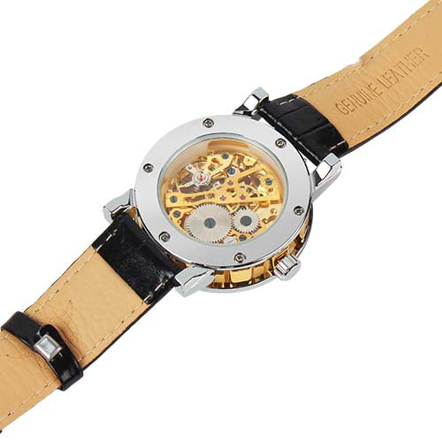 Gold Dial Skeleton Mechanical Watch