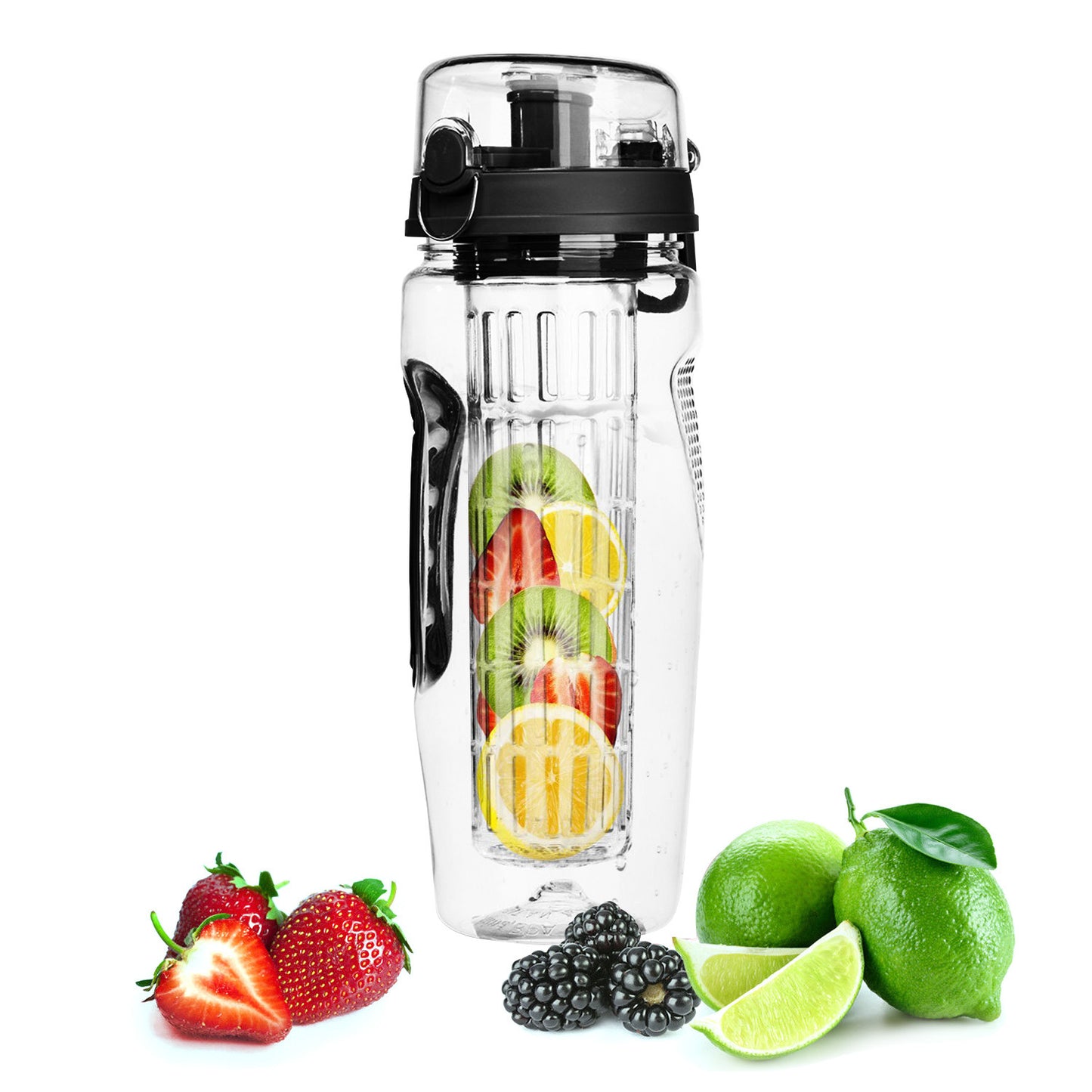 Fruit Infuser Water Bottle 32oz with Flip Top Lid
