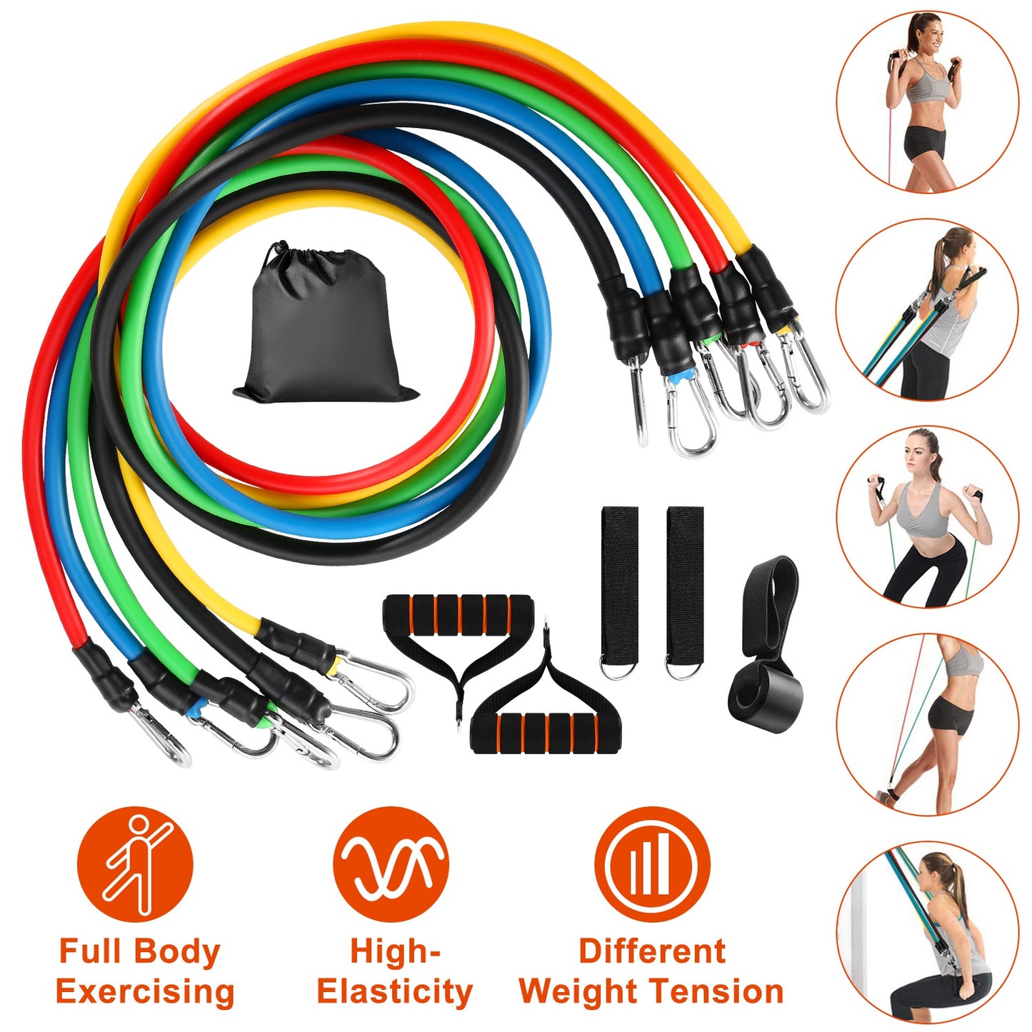 Resistance Bands Set 11-Piece with Door Anchor and Handles