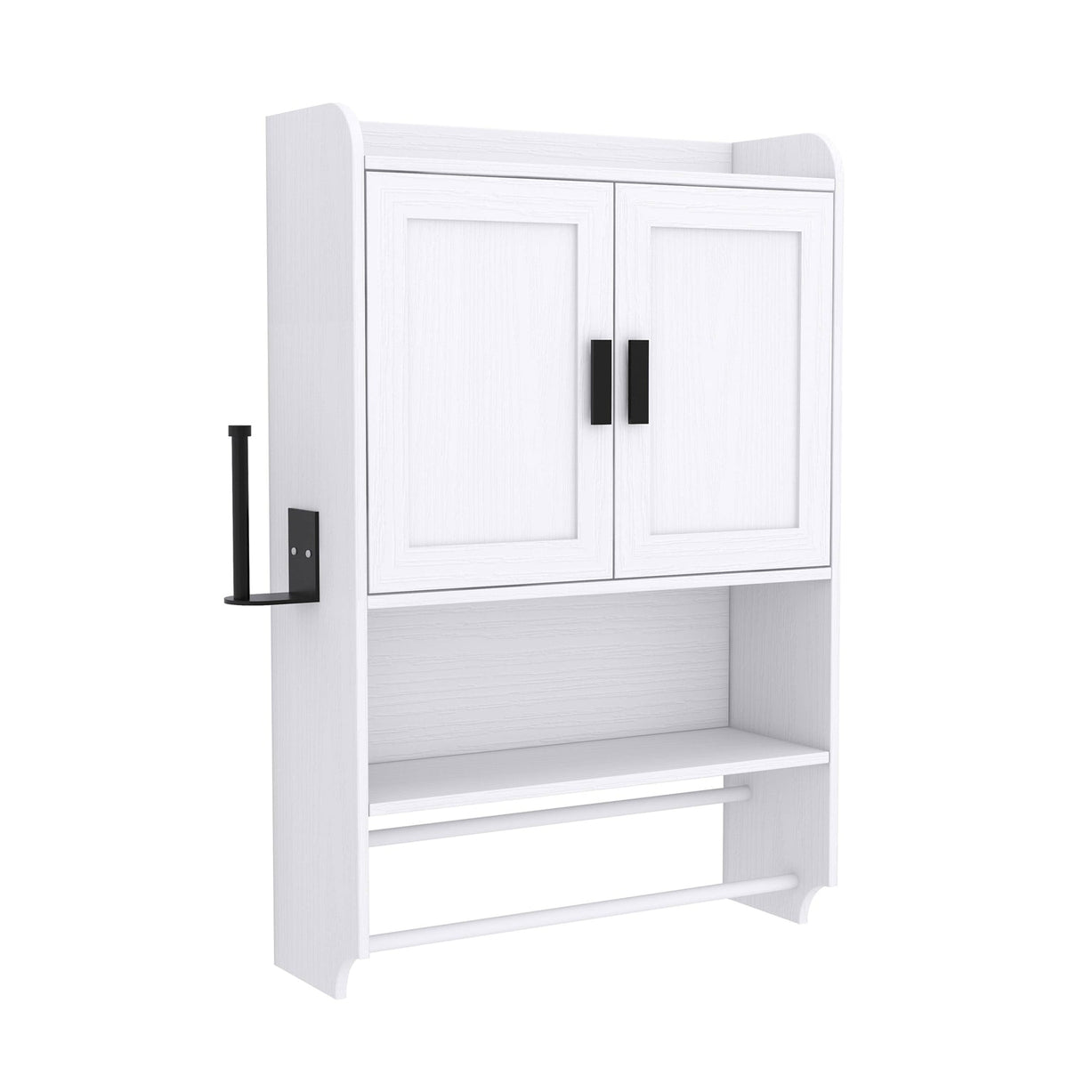 Wall Mounted Bathroom Cabinet with Towel Bar & Toilet Paper Holder