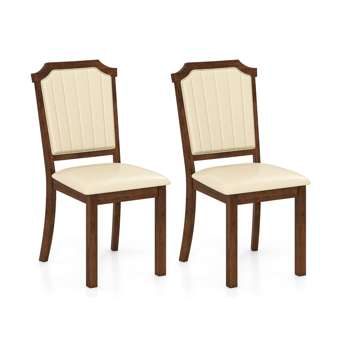Dining Chairs Set of 2 with PU Leather and Rubber Wood Frame