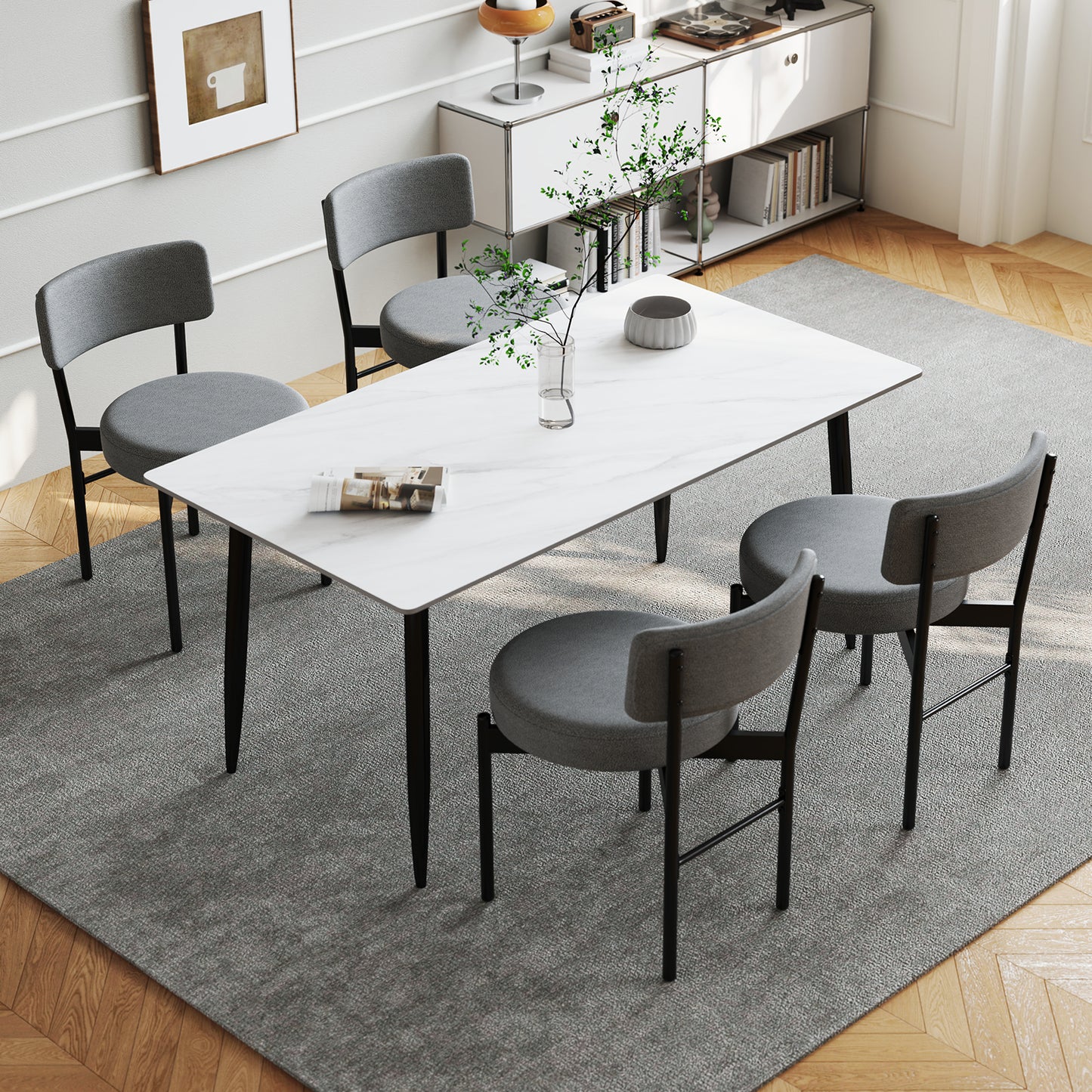 Padded Dining Chairs Set of 2 with Curved Backrest