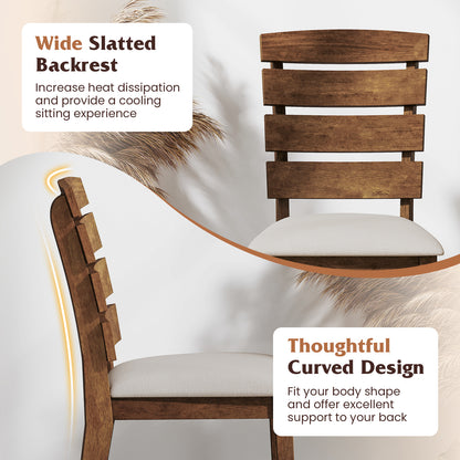 Dining Chairs Set of 2 with Slatted High Backrest