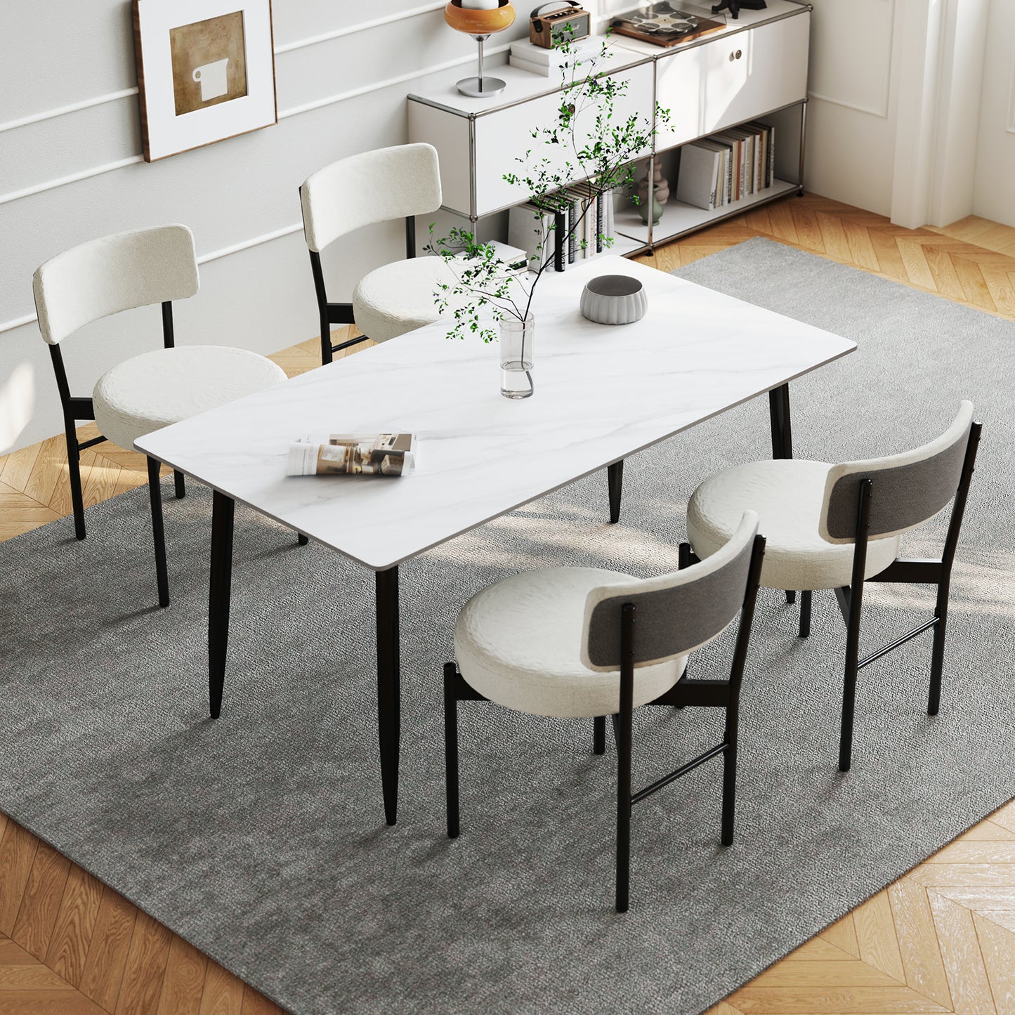 Padded Dining Chairs Set of 2 with Curved Backrest