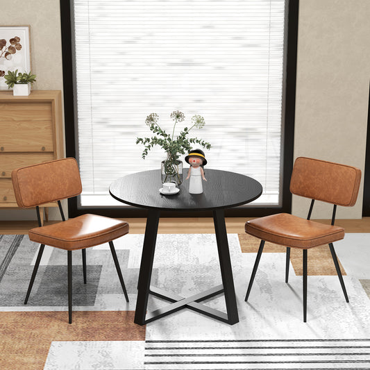 Padded Dining Chairs Set of 2 with PU Leather Upholstery