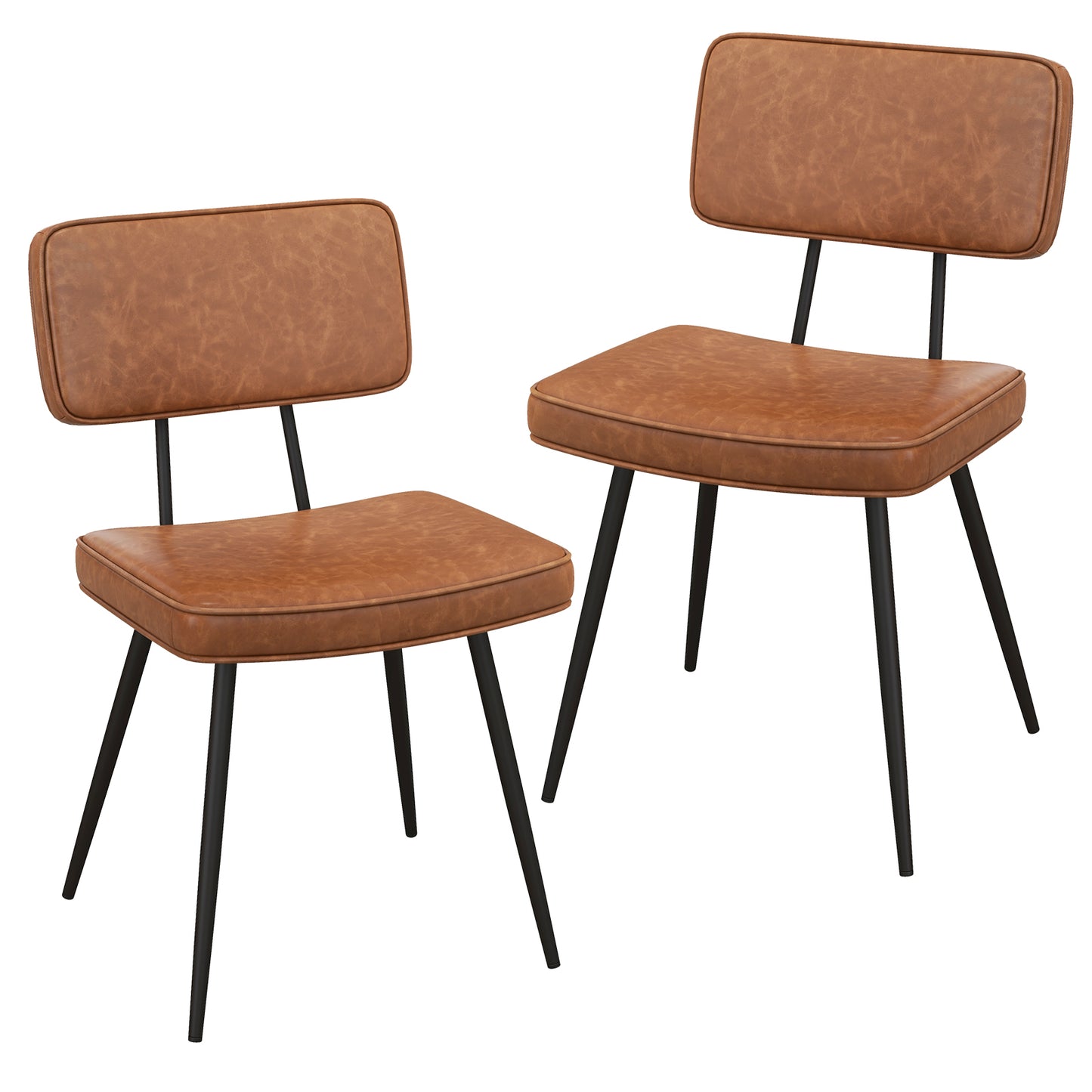 Padded Dining Chairs Set of 2 with PU Leather Upholstery