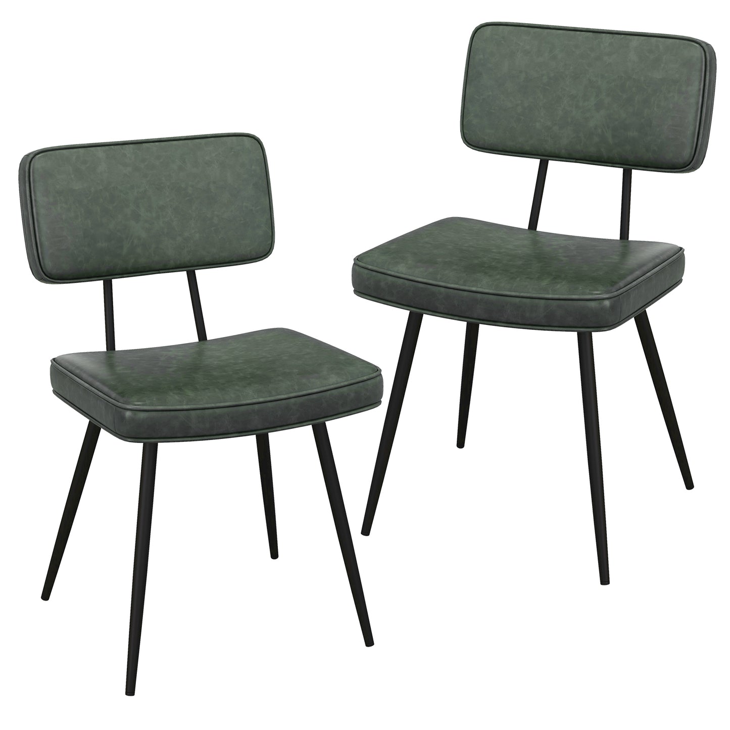 Padded Dining Chairs Set of 2 with PU Leather Upholstery