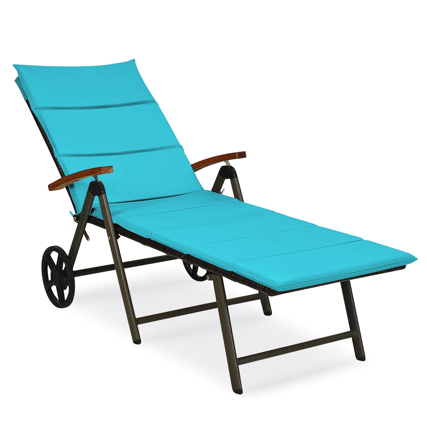 Adjustable Rattan Chaise Lounge Chair with Cushion