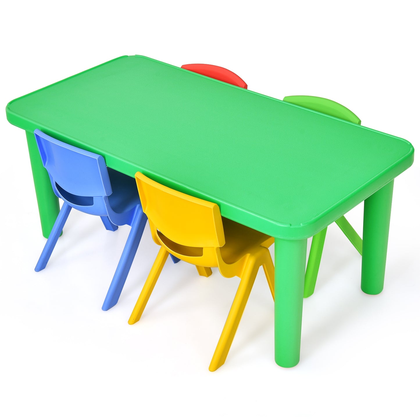 Kids Plastic Table and 4 Chairs Set - Colorful