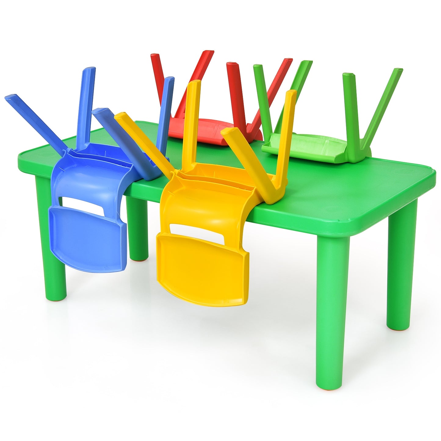 Kids Plastic Table and 4 Chairs Set - Colorful