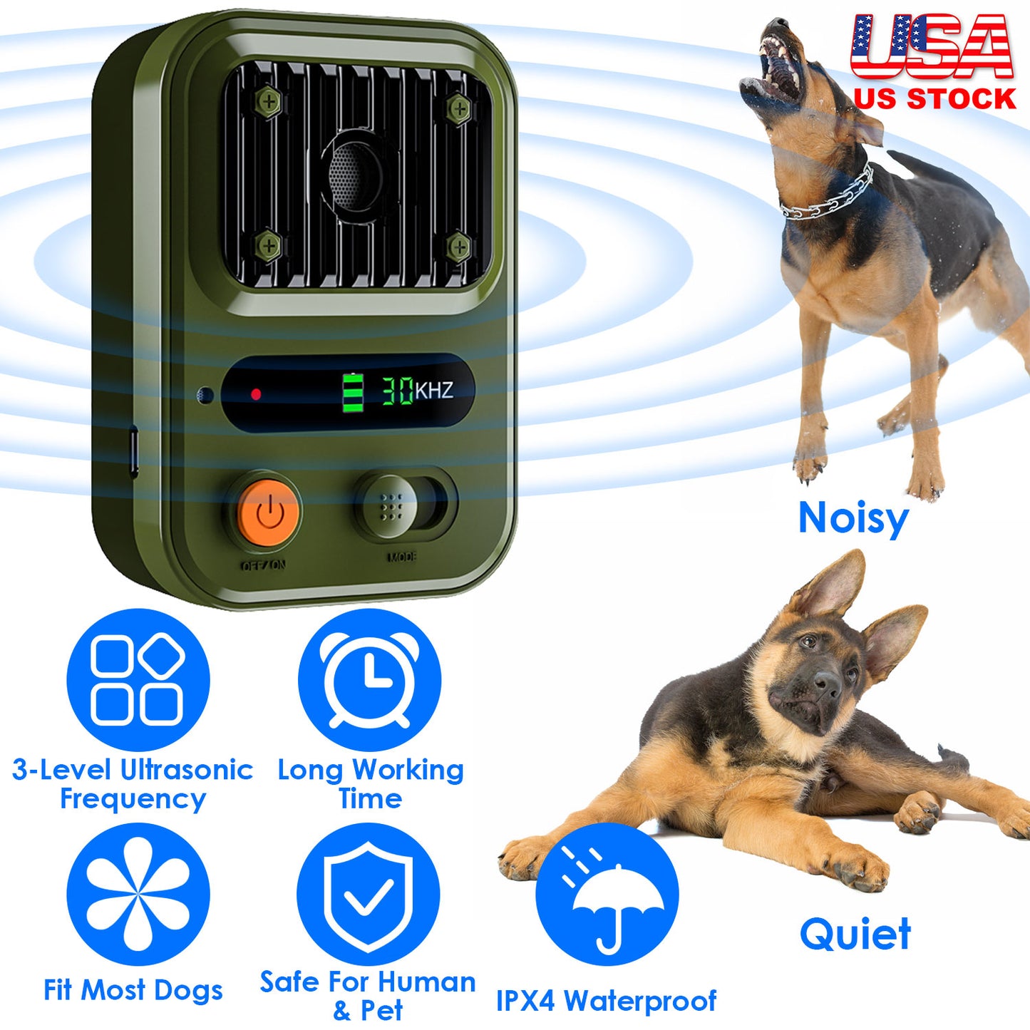 Ultrasonic Dog Bark Control Device with 3 Frequency Levels