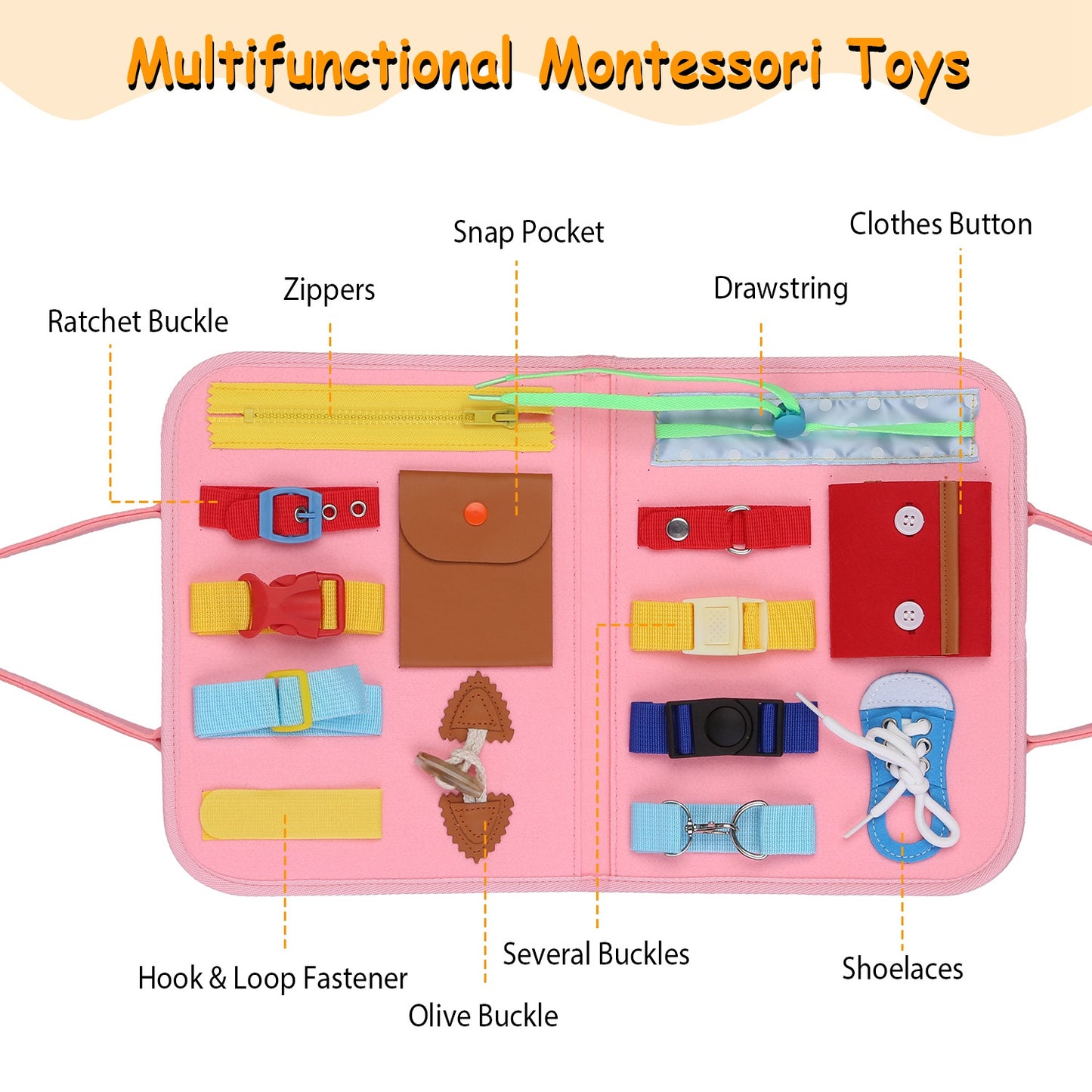 Busy Board Sensory Activity Toy for Toddlers Ages 1-6