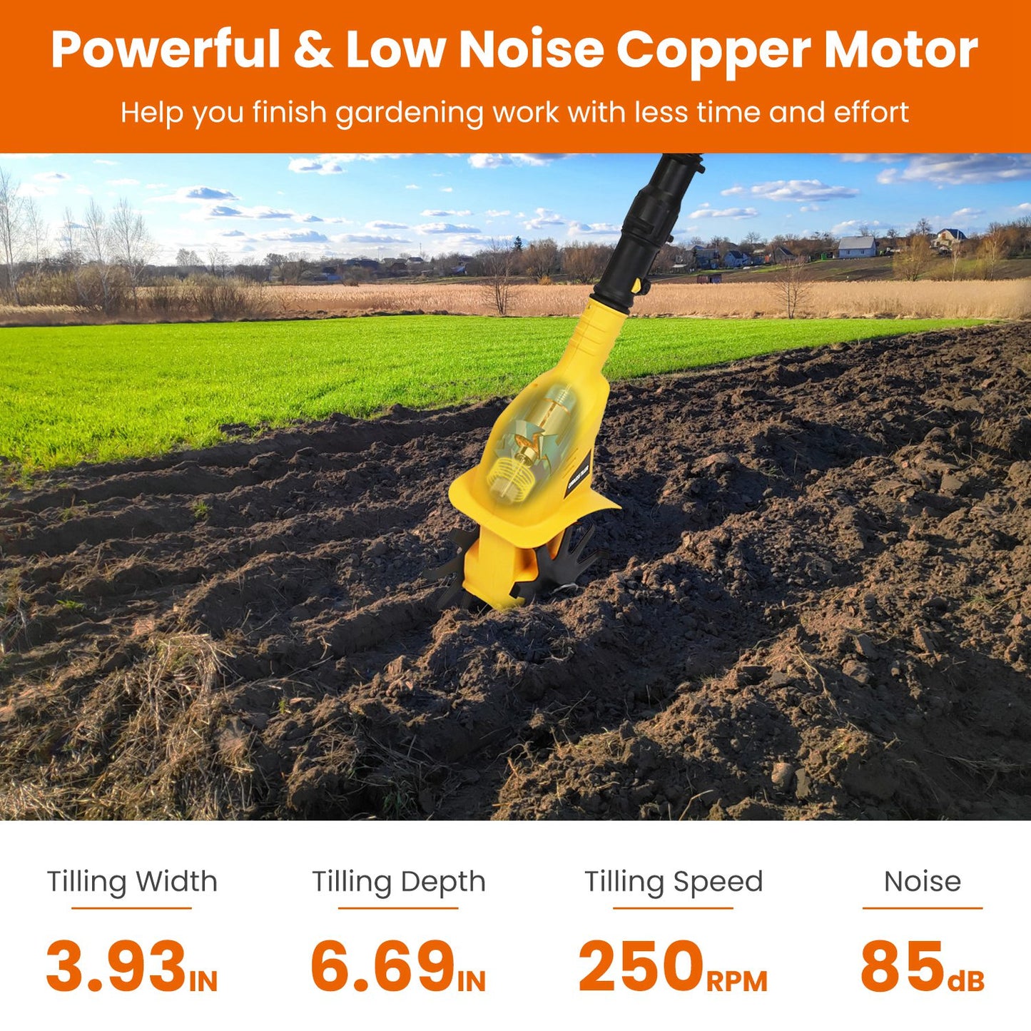 Cordless Electric Garden Tiller 20V Battery Powered Cultivator