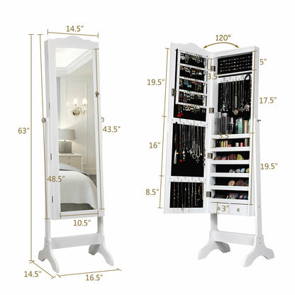 Jewelry Armoire Cabinet with Full Length Mirror and LED Lights