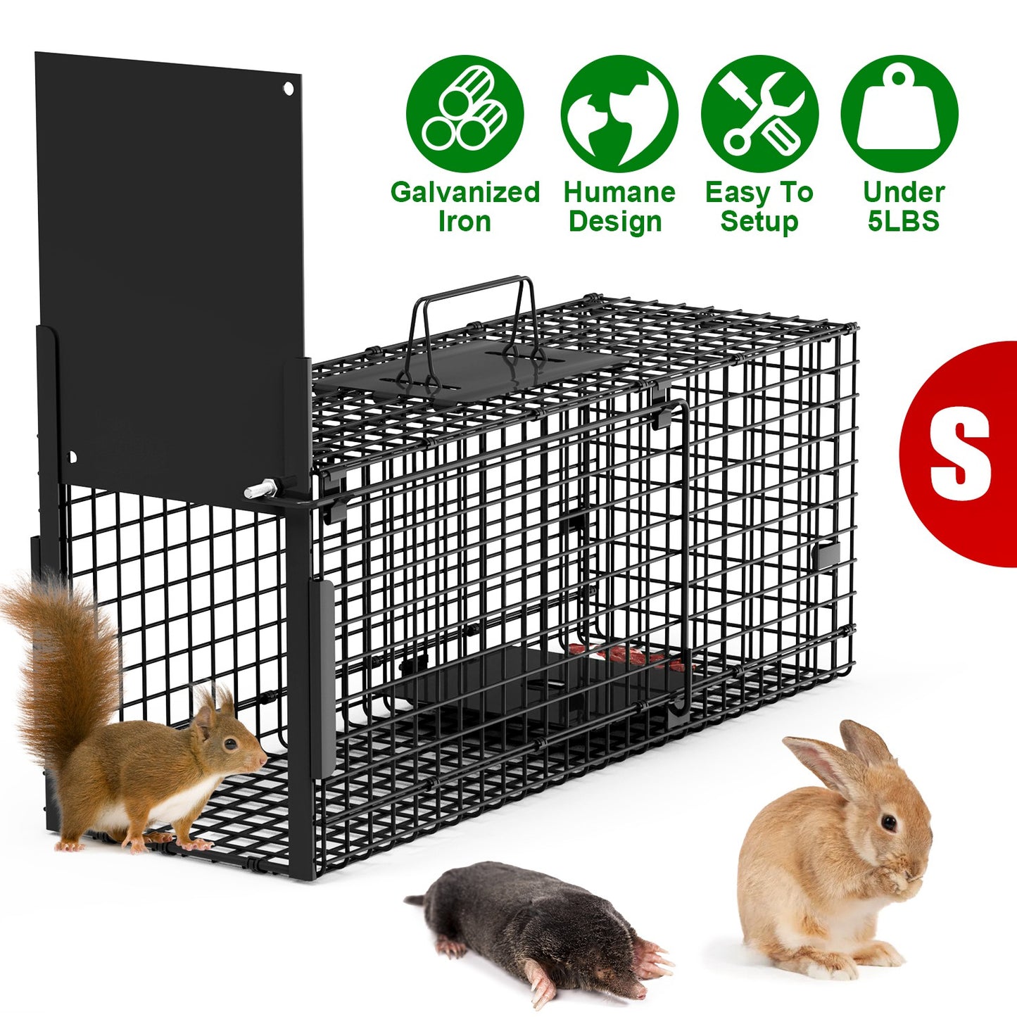 40in Humane Live Animal Trap Cage for Raccoons & Opossums