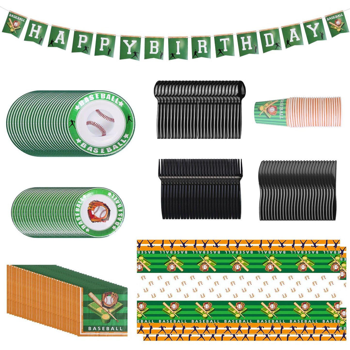 Baseball Party Supplies Kit for 24 Guests - 171 Pieces