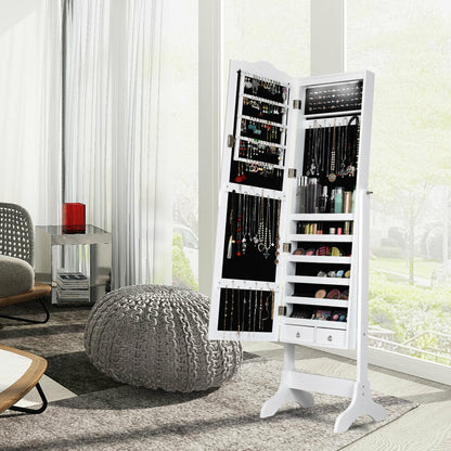 Jewelry Armoire Cabinet with Full Length Mirror and LED Lights