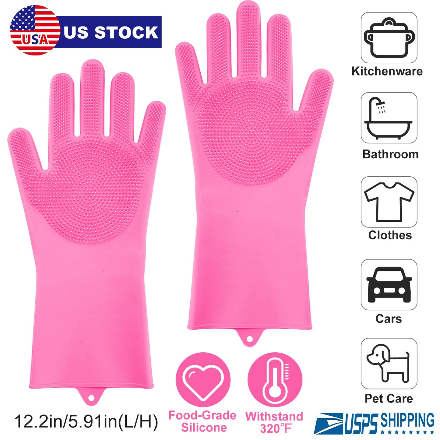 Silicone Dishwashing Gloves with Scrubbing Bristles
