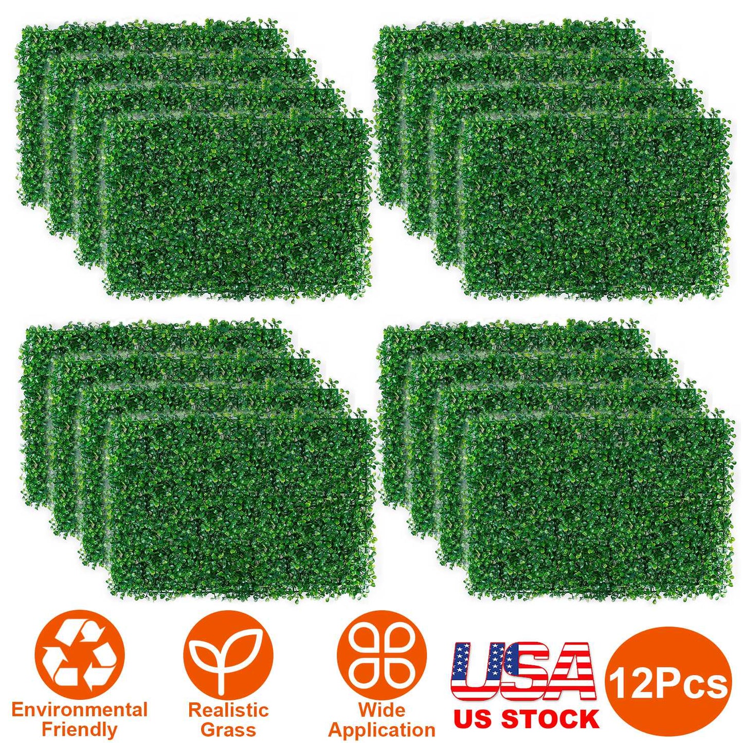 Artificial Boxwood Hedge Panels 23.6x15.75in - 12 Pack