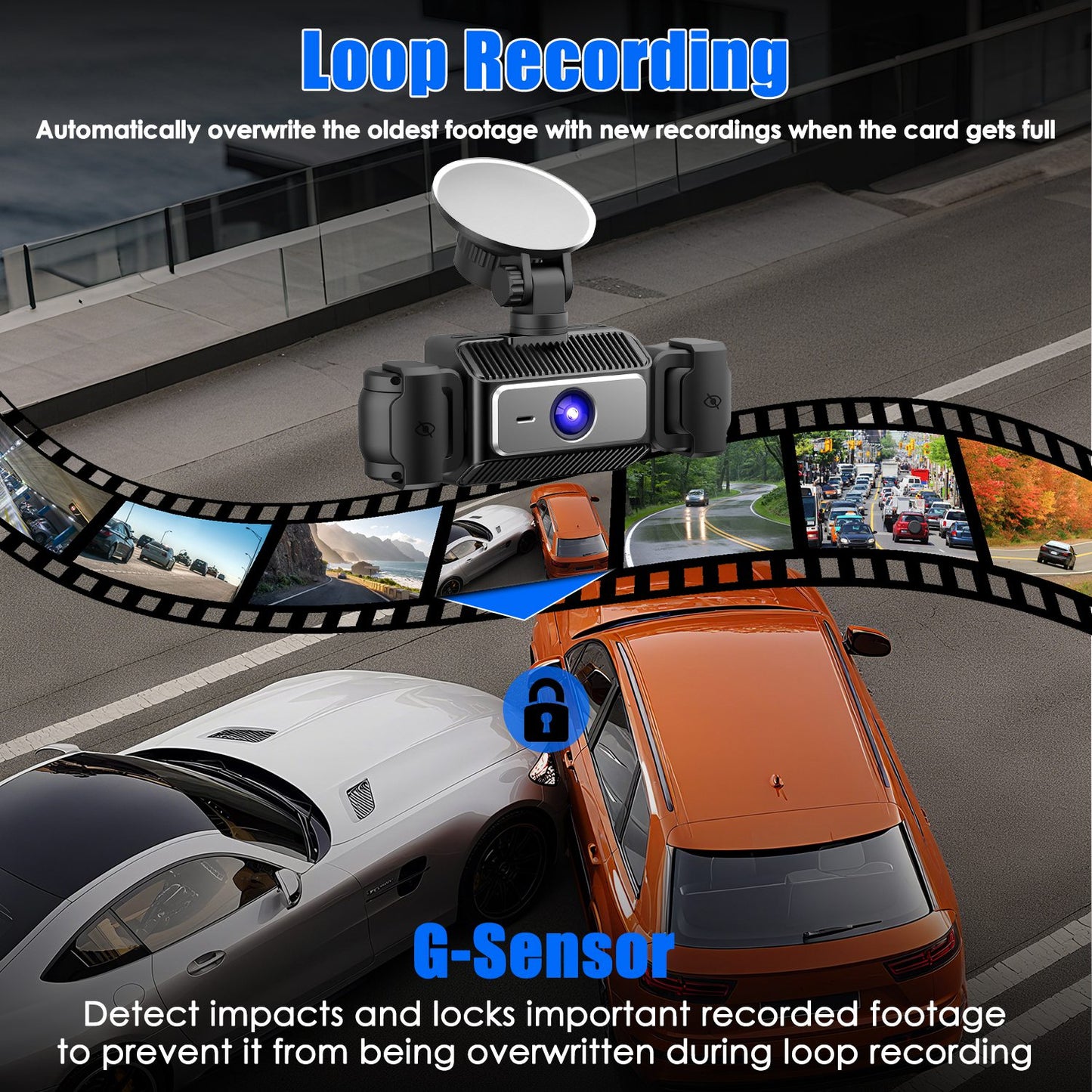 4 Channel Dash Cam with 360° Coverage & 128GB Card