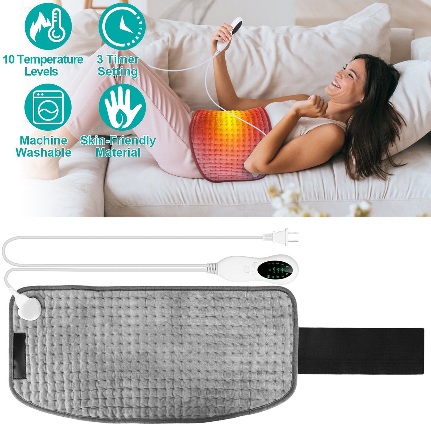 Electric Heating Pad with 10 Temperature Levels & Timer