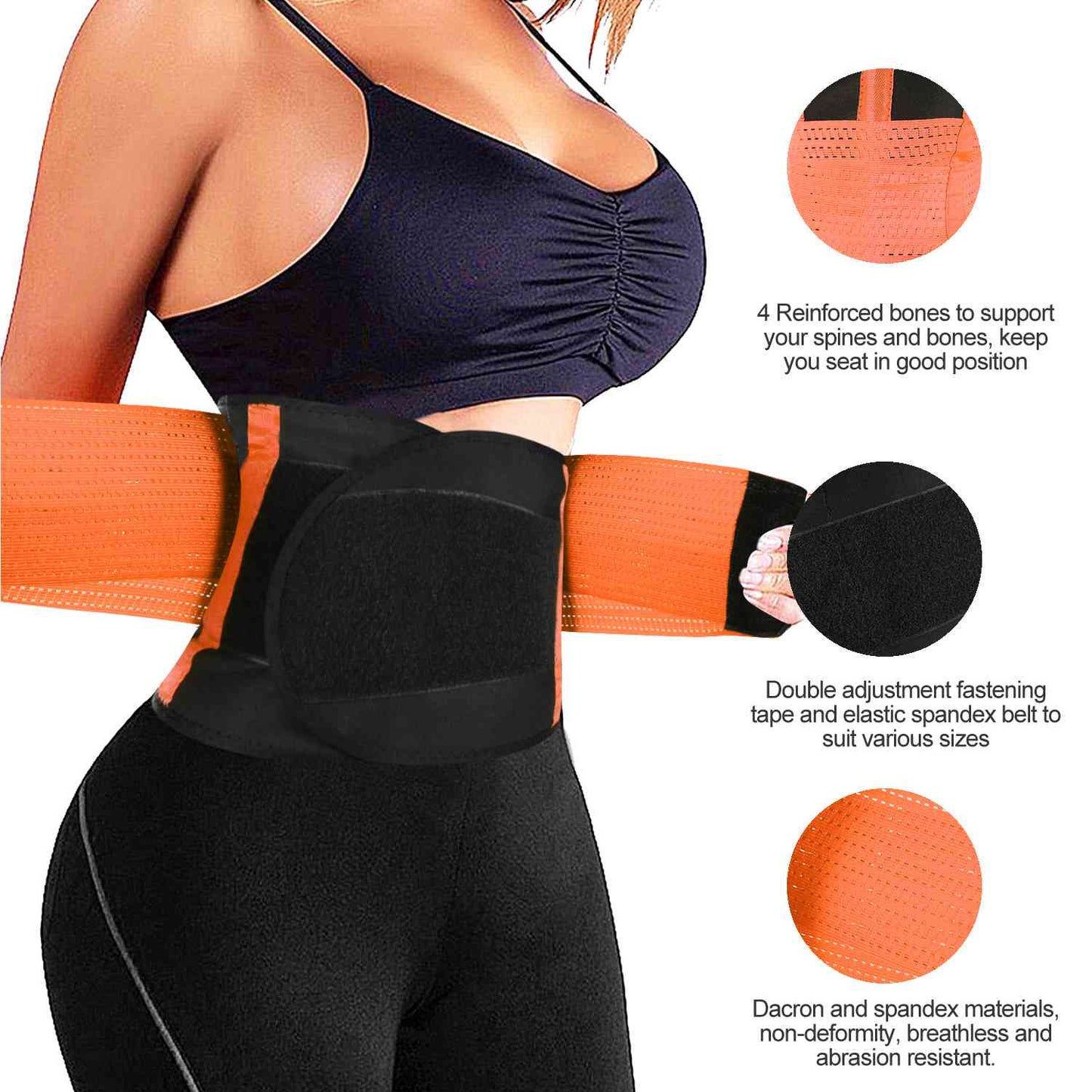 Waist Trainer Belt with Back Support - Adjustable Slimming Band