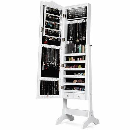 Jewelry Armoire Cabinet with Full Length Mirror and LED Lights