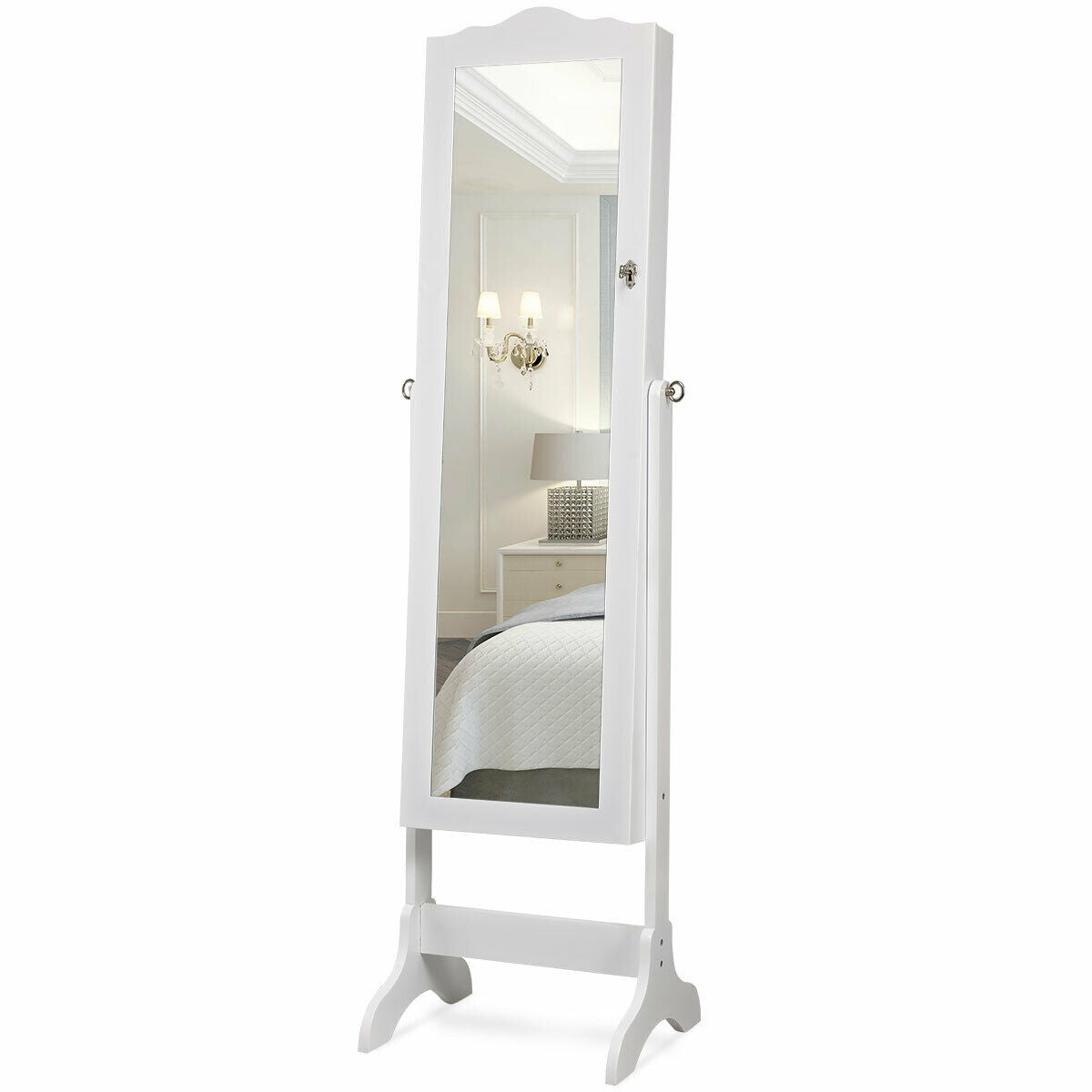 Jewelry Armoire Cabinet with Full Length Mirror and LED Lights