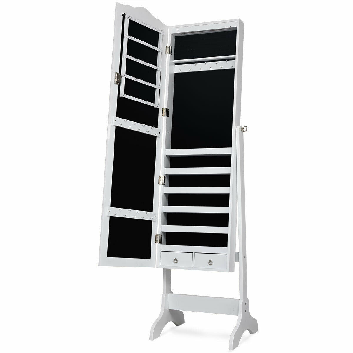 Jewelry Armoire Cabinet with Full Length Mirror and LED Lights