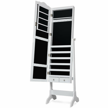 Jewelry Armoire Cabinet with Full Length Mirror and LED Lights