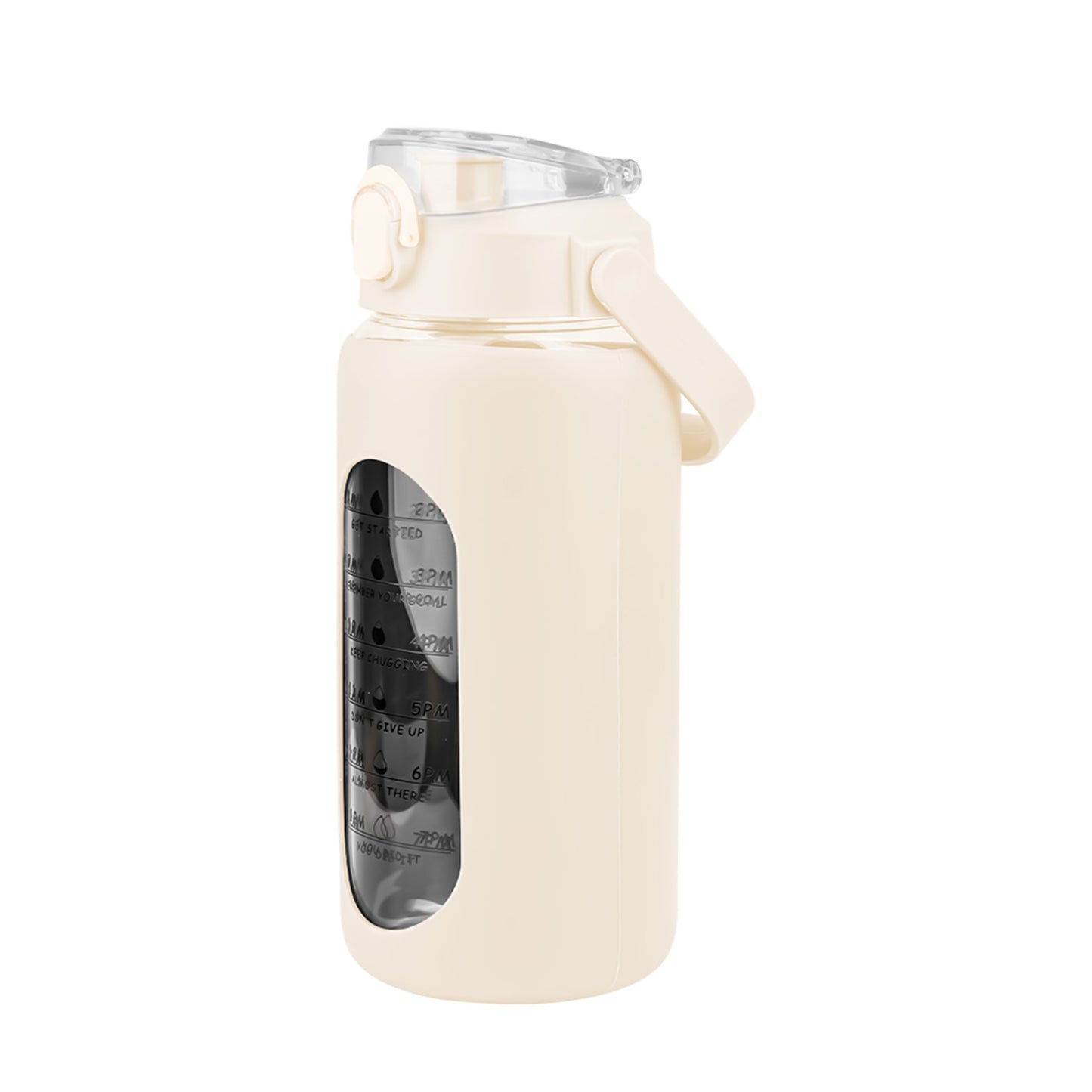 Glass Water Bottle with Time Marker & Straw - 32oz Motivational