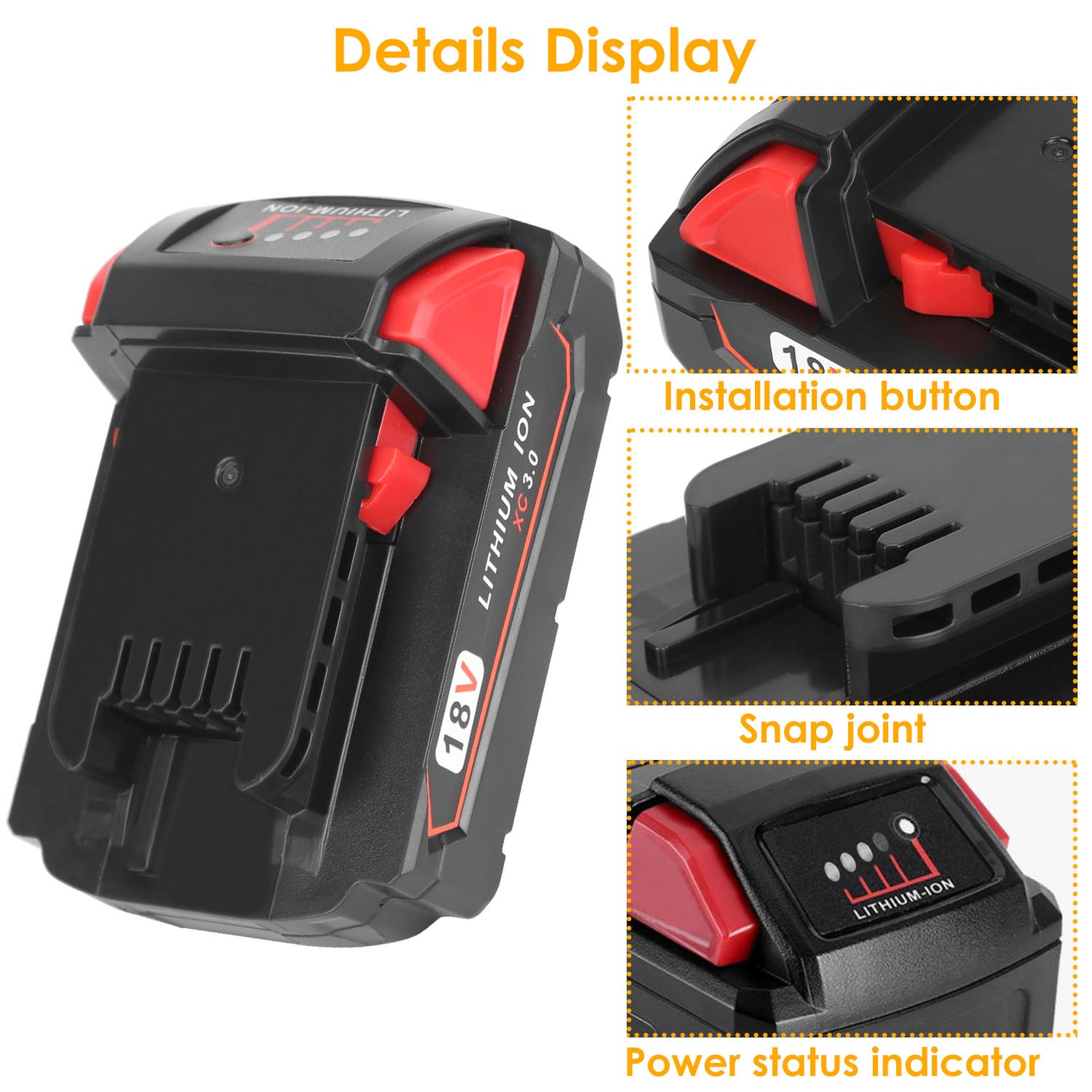 18V 3000mAh Lithium Battery for Milwaukee M18 Cordless Tools