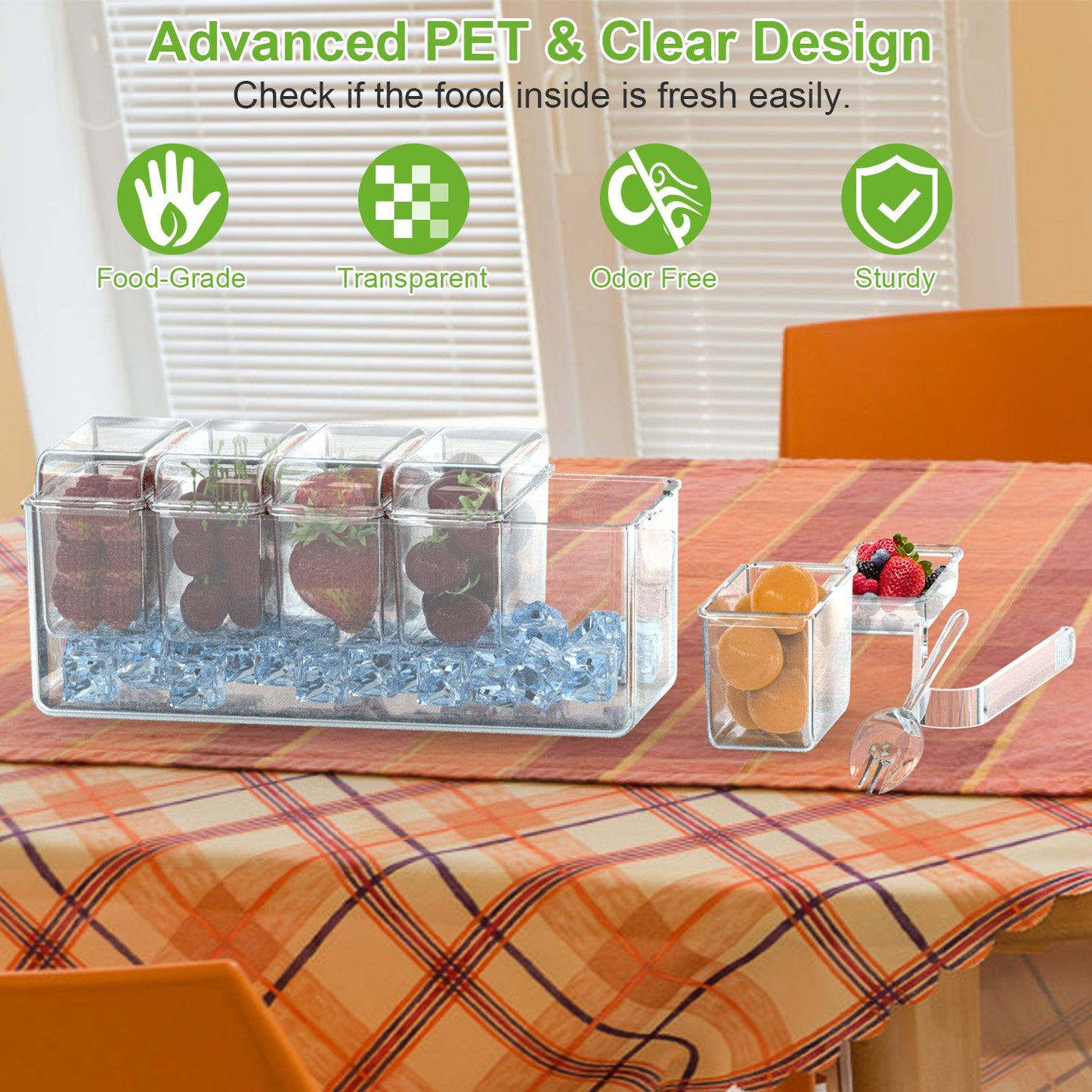 Ice Chilled Condiment Caddy with 5 Containers & Lids