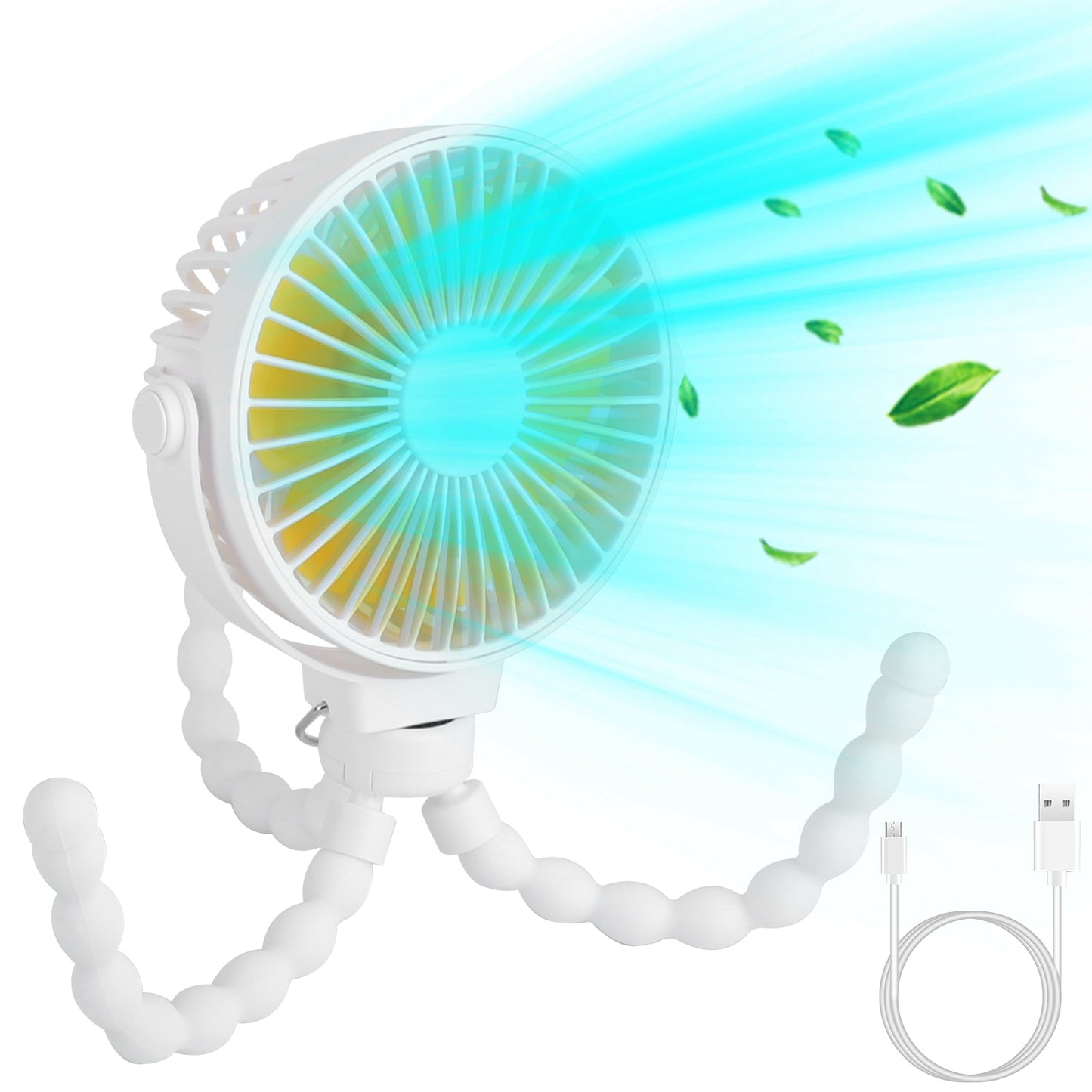 Portable Stroller Fan with Flexible Tripod & Rechargeable Battery