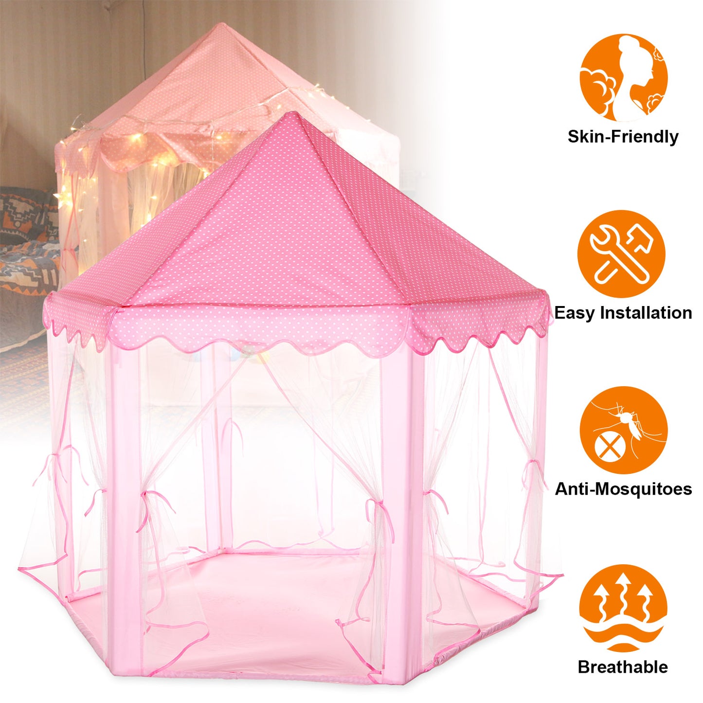 Princess Castle Play Tent for Girls with Carry Case