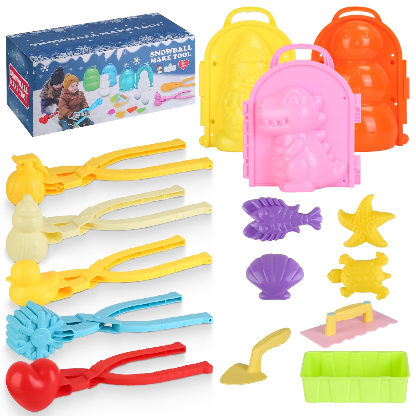 Snow Mold Kit 15-Piece with Snowball Maker and Shovels