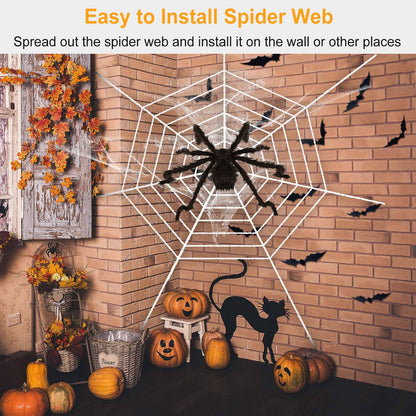 Giant Halloween Spider Decoration with 126" Web - 49 Inch