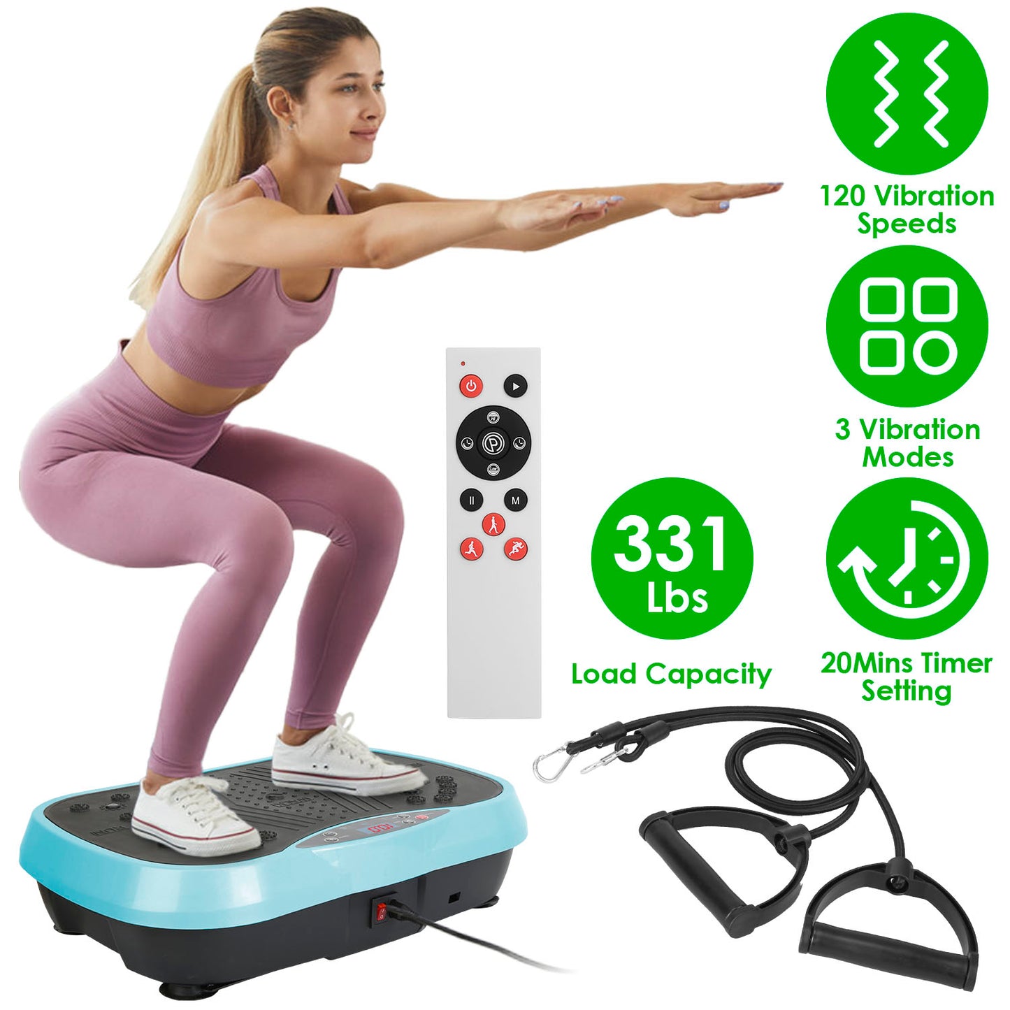 Vibration Platform Exercise Machine with Resistance Bands