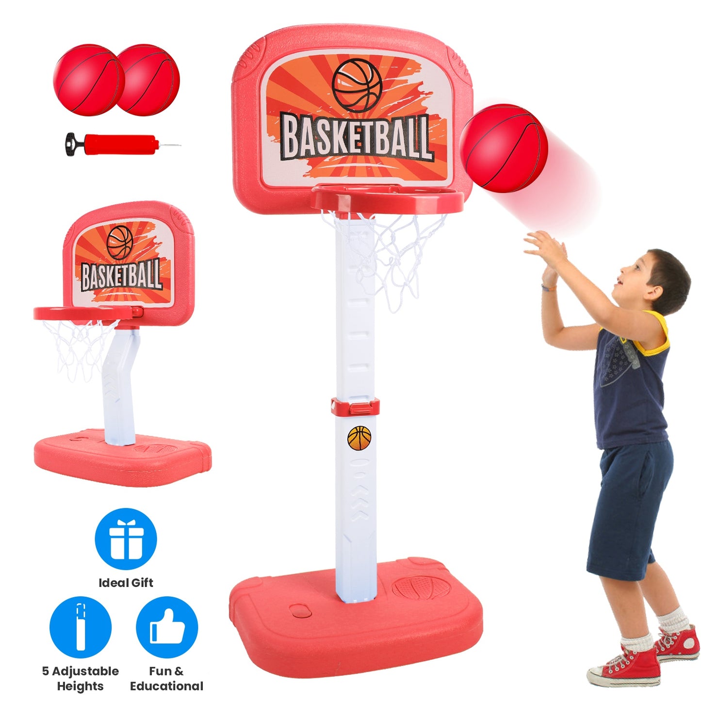 Poolside Basketball Hoop Set with Adjustable Height