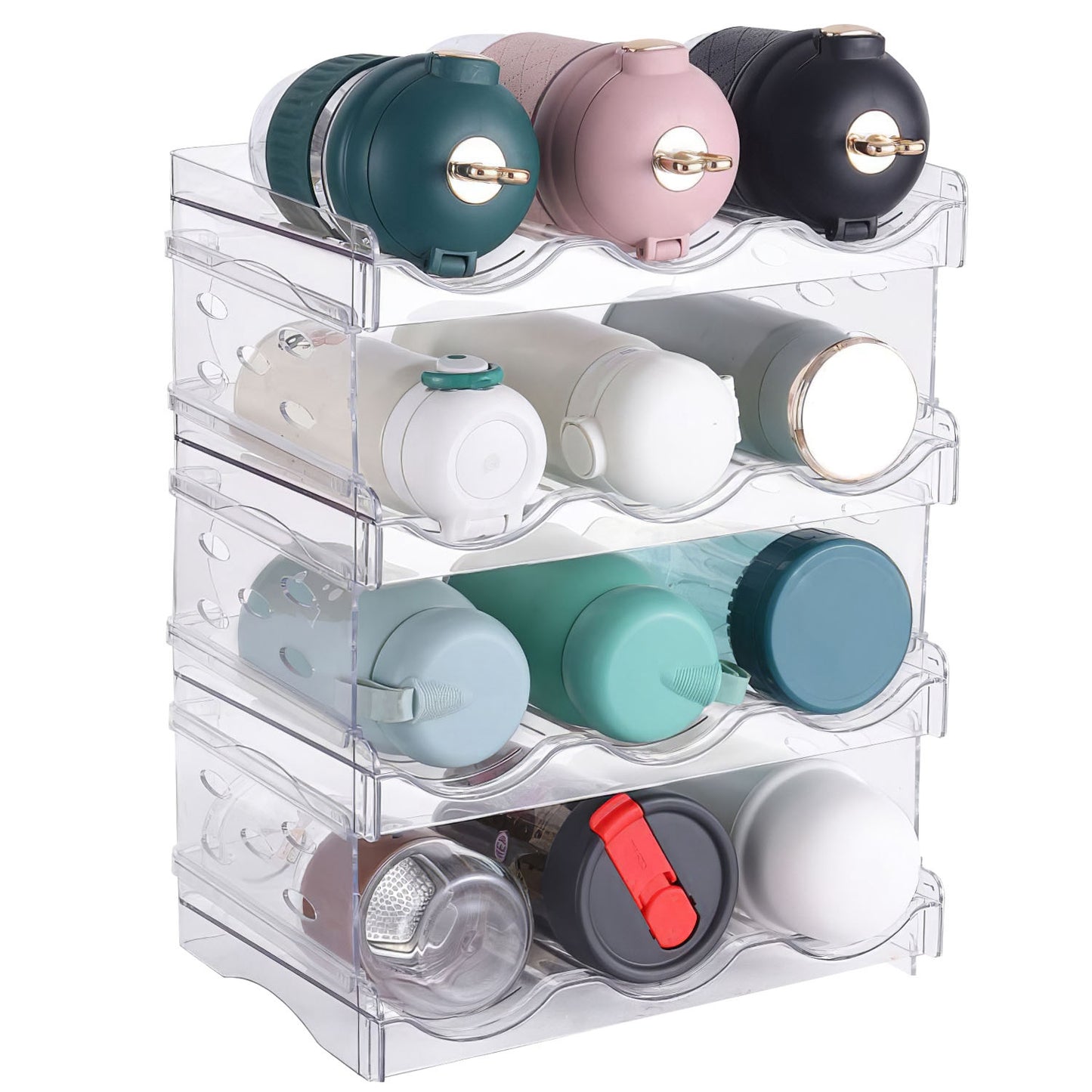 4-Tier Stackable Bottle Organizer for 12 Bottles