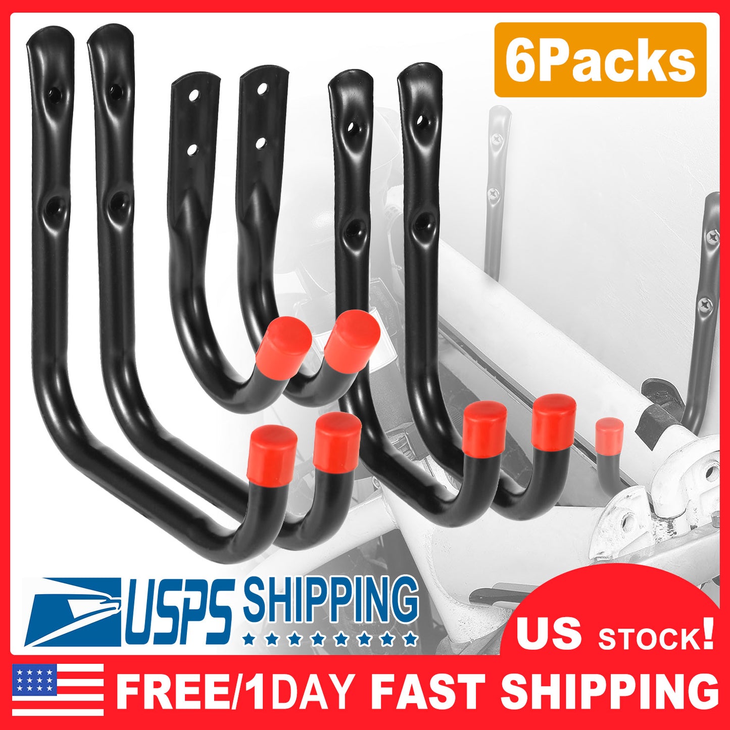 Heavy Duty Wall Storage Hooks - 6 Pack with 22lb Capacity