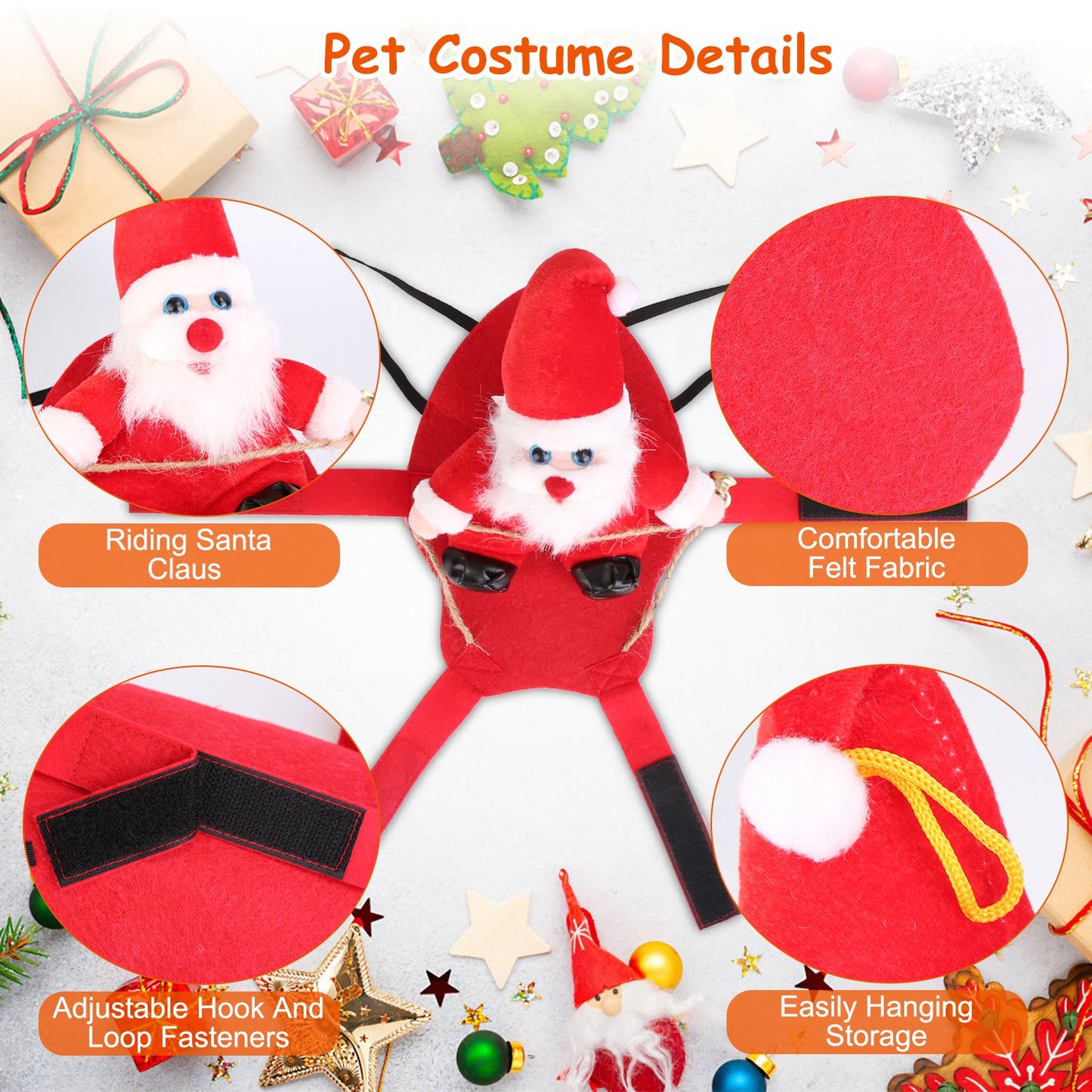 Dog Christmas Costume with Riding Santa Claus Design