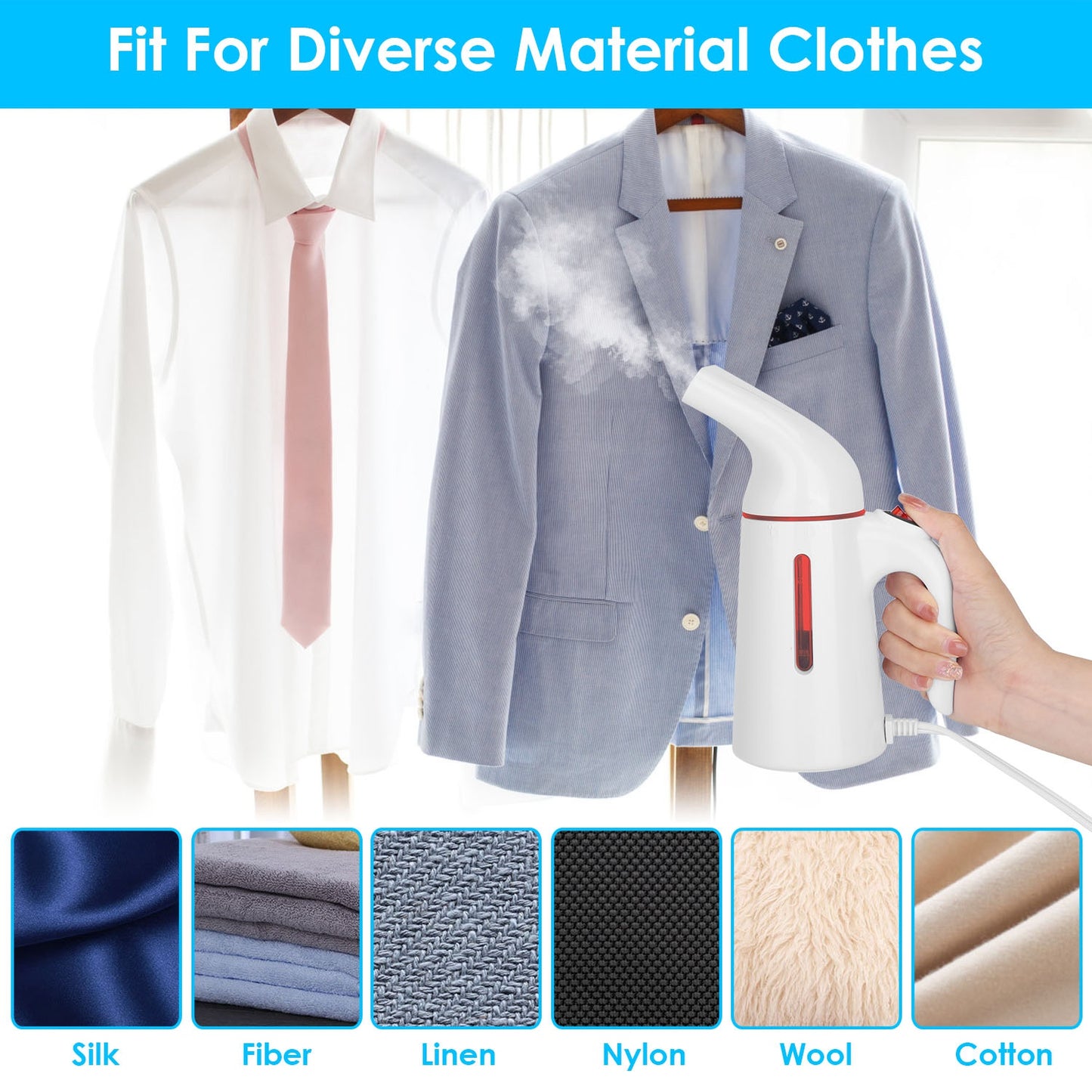 Portable Garment Steamer 700W with 30-Second Heat-Up