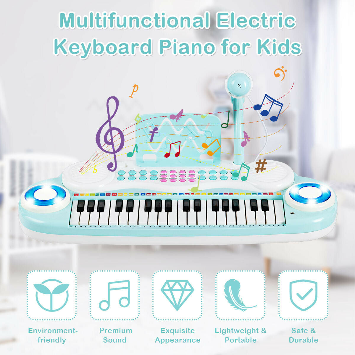 Multifunctional 37 Electric Keyboard Piano with Microphone