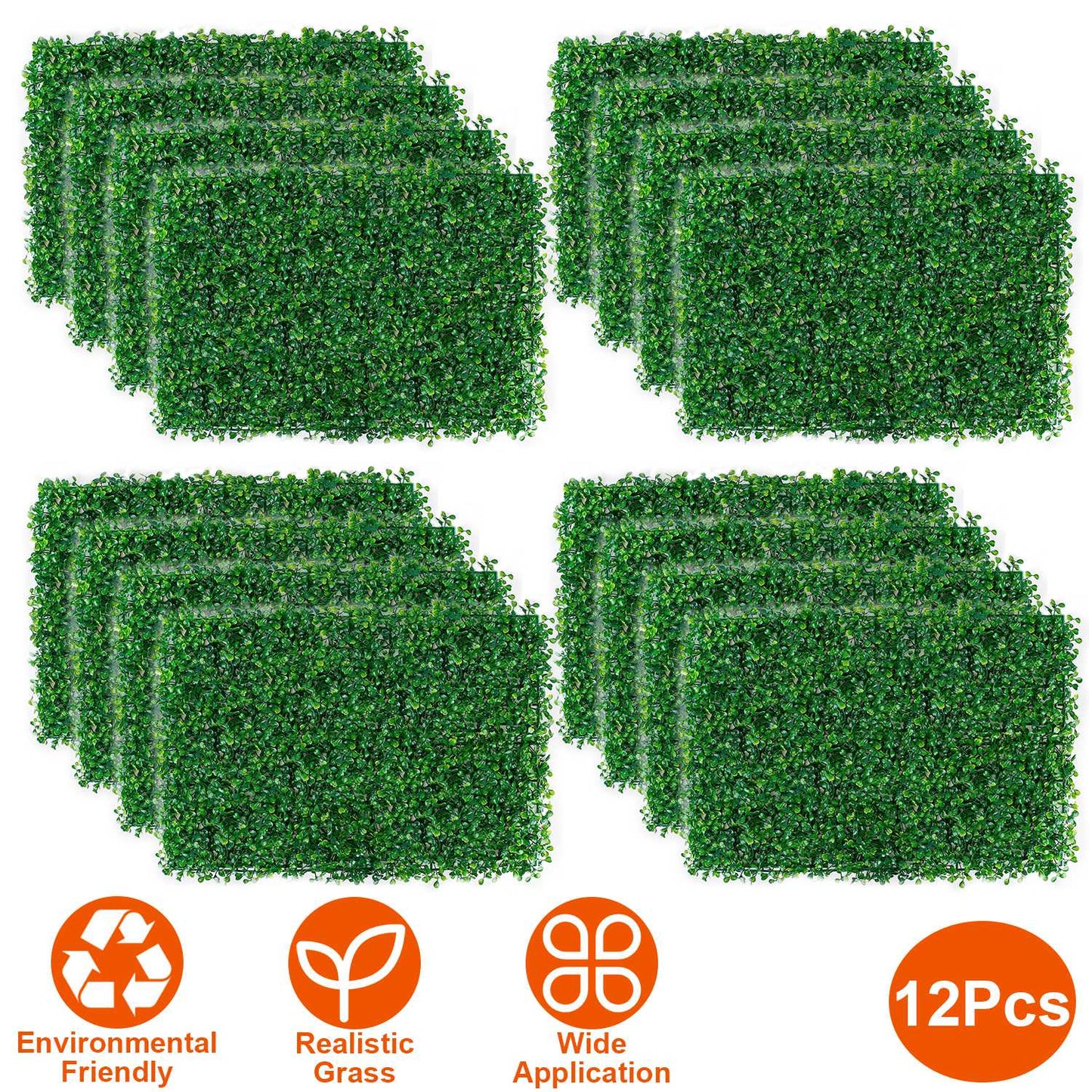 Artificial Boxwood Hedge Panels 23.6x15.75in - 12 Pack