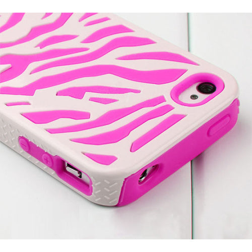 Zebra Print Hybrid Case for iPhone 4/4S with Screen Protector