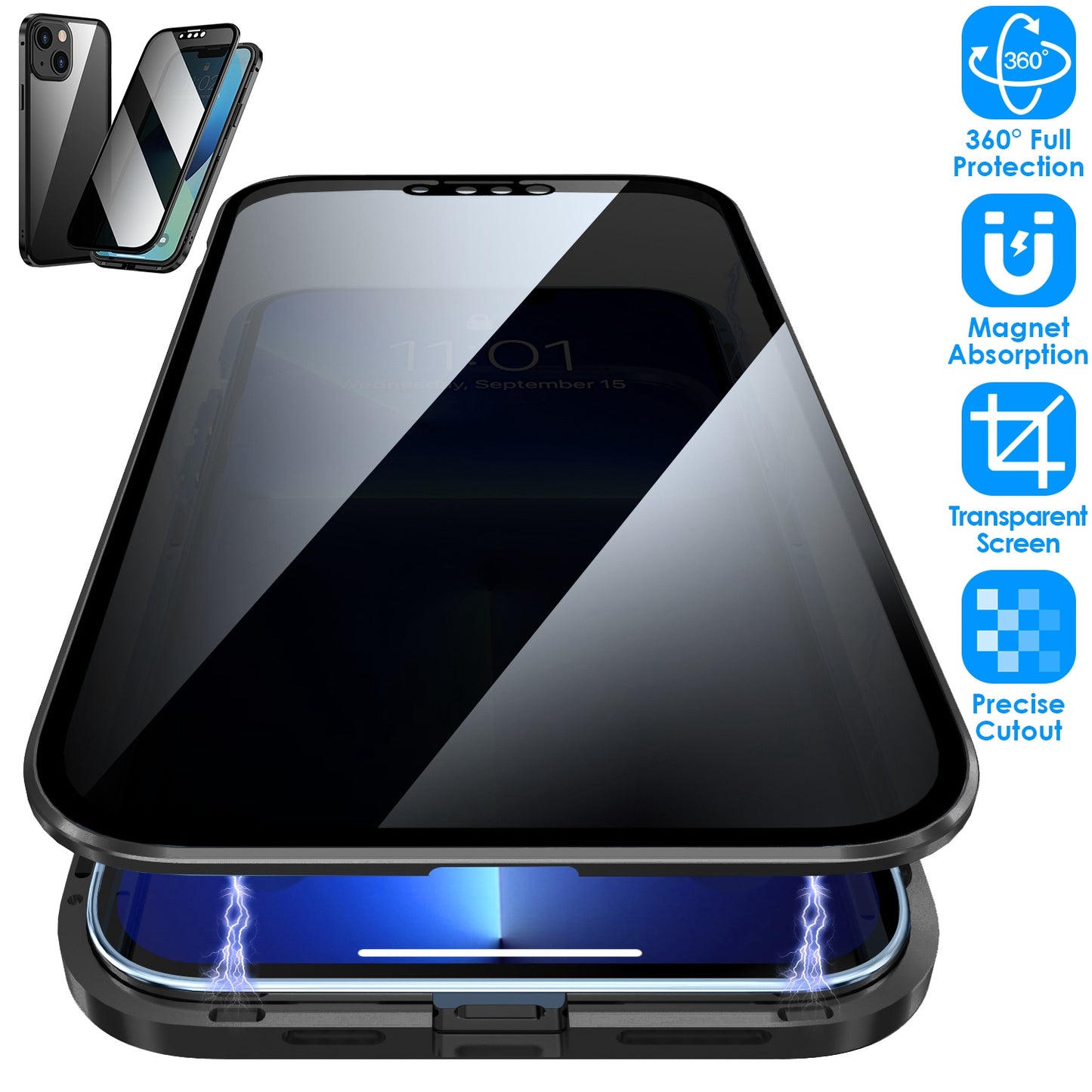 Privacy Magnetic Phone Case with Anti-Spy Screen Protection