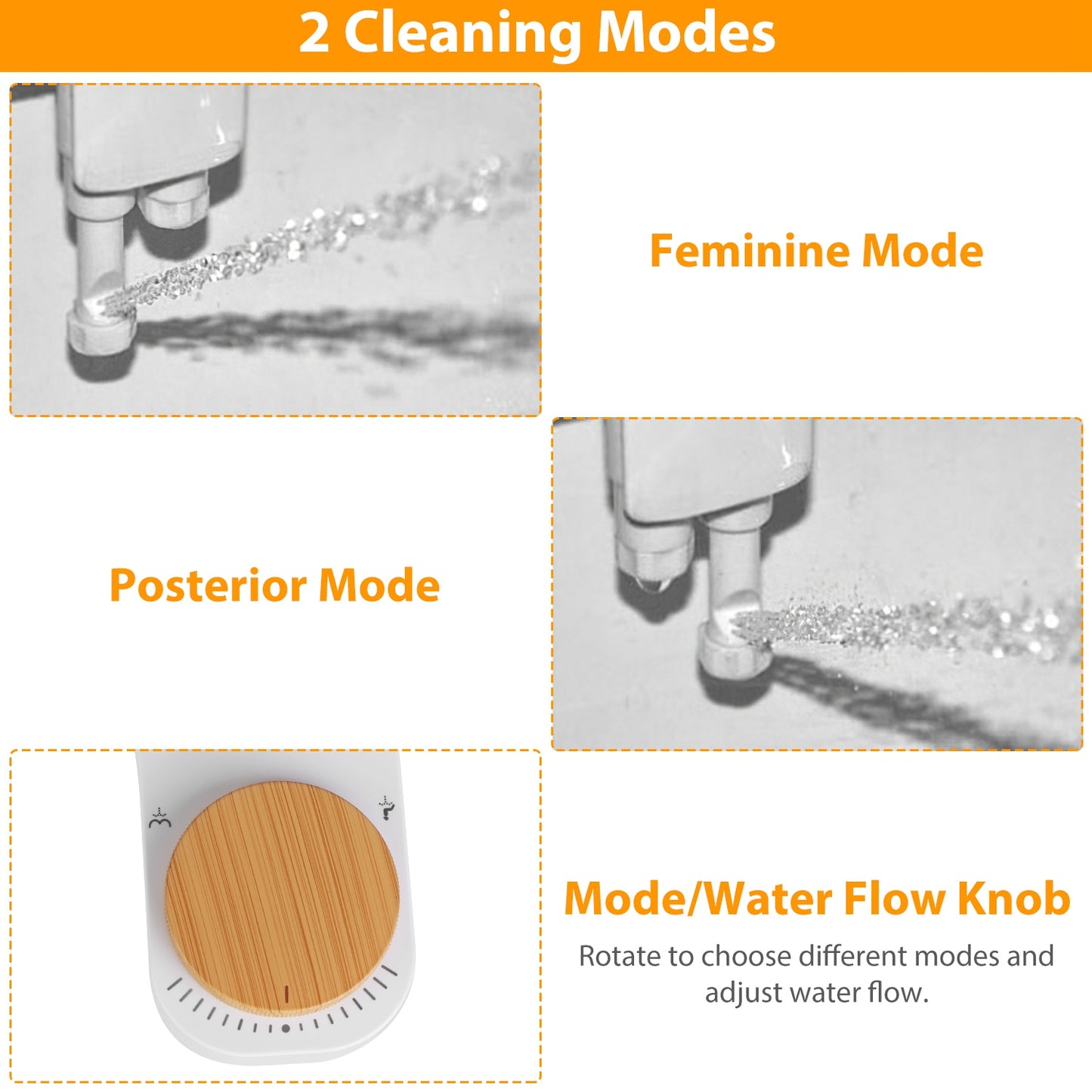 Bidet Attachment with Dual Nozzles and Water Flow Control