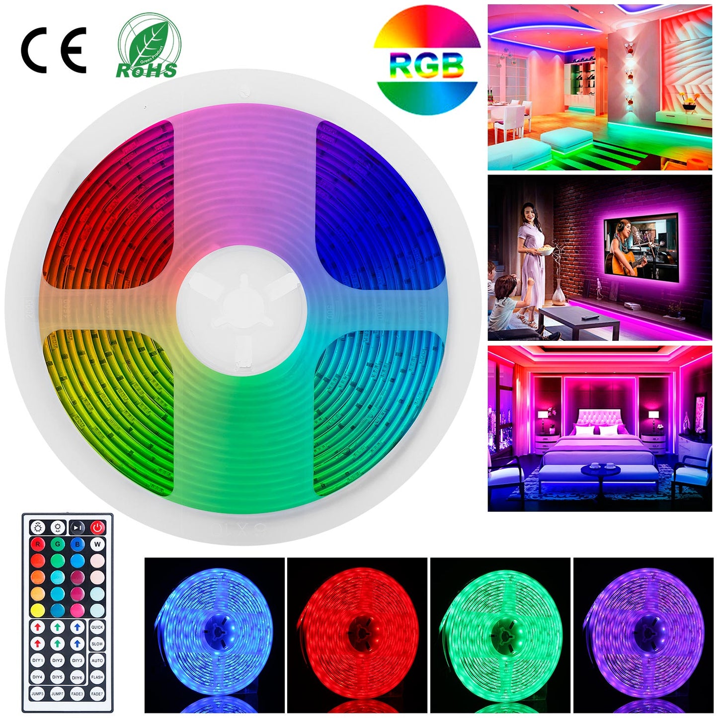 RGB LED Strip Lights 16.4FT with Remote Control